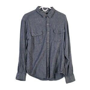 Tony Hawk Men's Large Blue Short Sleeve Button Up Shirt * MISSING (1) BUTTON